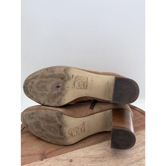 Soludos Boots Womens Size 9 Tan Suede Ankle Booties Side Zip Stacked Block Heel - Picture 8 of 9